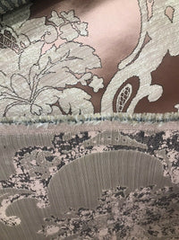Sir Darcey Designer Satin Burnout Damask Drapery Upholstery Fabric - Pink BTY - Fancy Styles Fabric Pierre Frey Lee Jofa Brunschwig & Fils