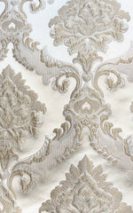 SALE! Prince Simon Designer Brocade Satin Fabric - Taupe Ivory Floral Upholstery Damask - Fancy Styles Fabric Pierre Frey Lee Jofa Brunschwig & Fils