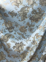 SWATCH Brocade Satin Fabric- Antique Aqua Blue - Embroidery Damask - Fancy Styles Fabric Pierre Frey Lee Jofa Brunschwig & Fils