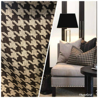 NEW Designer Upholstery Oversized Houndstooth Pattern Fabric - Brown & Natural - Fancy Styles Fabric Pierre Frey Lee Jofa Brunschwig & Fils