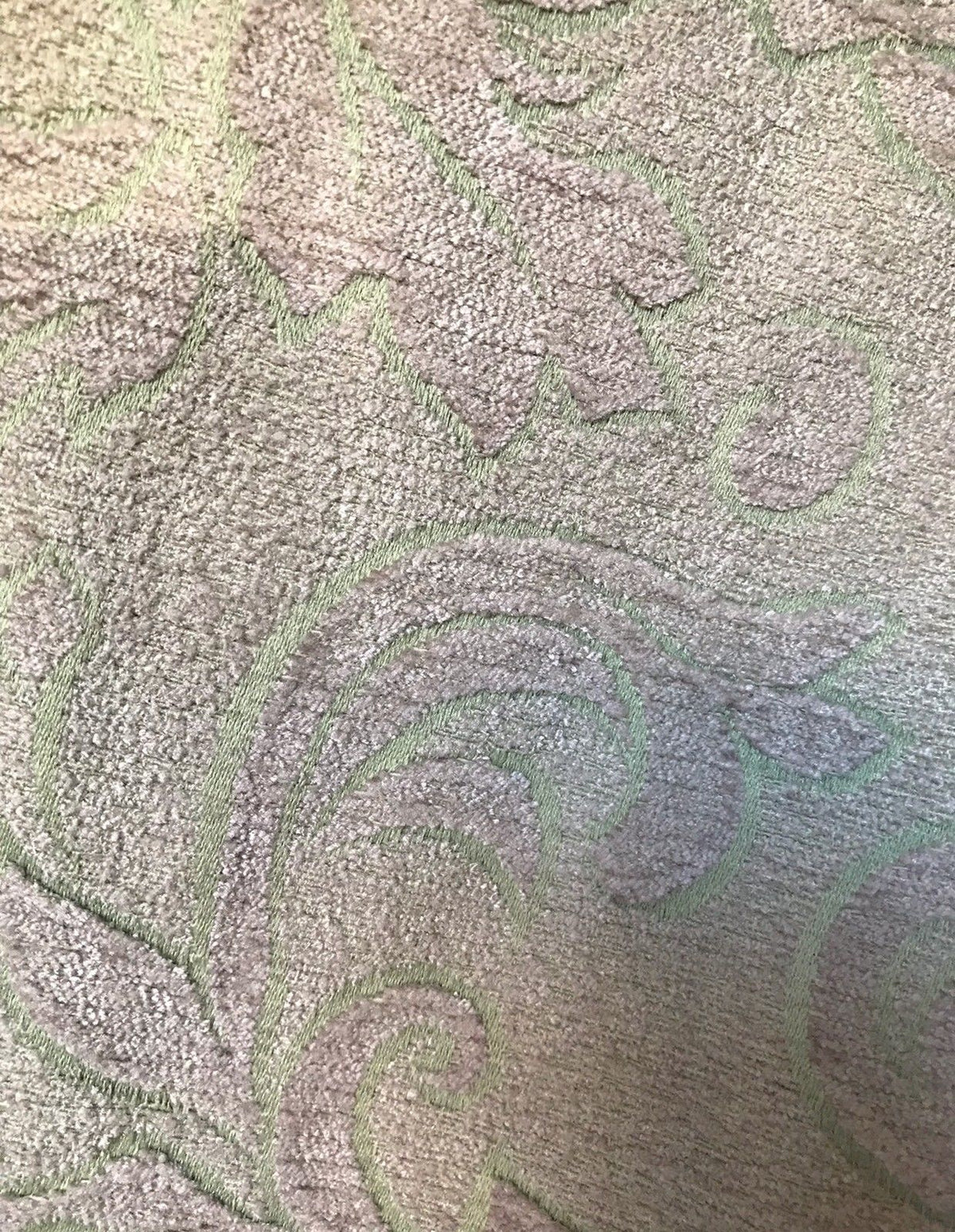 SALE! Designer Velvet Chenille Burnout Fabric - Antique Pink And Aqua - Fancy Styles Fabric Pierre Frey Lee Jofa Brunschwig & Fils