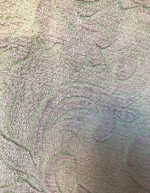 SALE! Designer Velvet Chenille Burnout Fabric - Antique Pink And Aqua - Fancy Styles Fabric Pierre Frey Lee Jofa Brunschwig & Fils