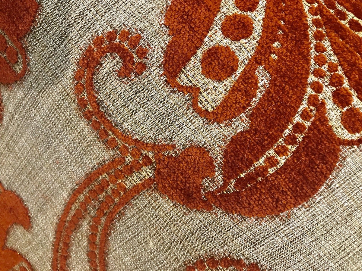 SWATCH 4” X 7” - Burnout Velvet Floral Upholstery Fabric- Burnt Orange Rust Red - Fancy Styles Fabric Pierre Frey Lee Jofa Brunschwig & Fils