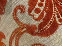 SWATCH 4” X 7” - Burnout Velvet Floral Upholstery Fabric- Burnt Orange Rust Red - Fancy Styles Fabric Pierre Frey Lee Jofa Brunschwig & Fils