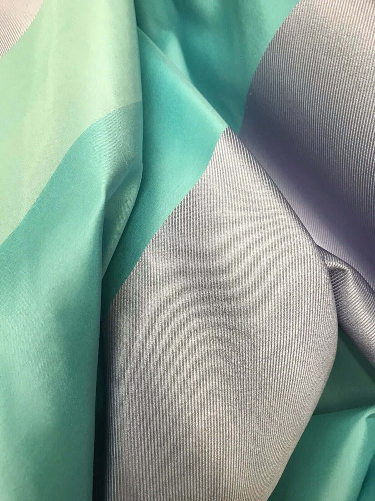 NEW! Queen Kirsten 100% Silk Rib Taffeta Fabric With Aqua, Turquoise, Lilac Pastel Stripe - Fancy Styles Fabric Pierre Frey Lee Jofa Brunschwig & Fils