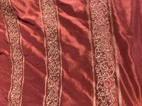 NEW Countess Doris 100% Silk Taffeta Dupioni Fabric Embroidery Floral Red & Gold Stripes - Fancy Styles Fabric Pierre Frey Lee Jofa Brunschwig & Fils