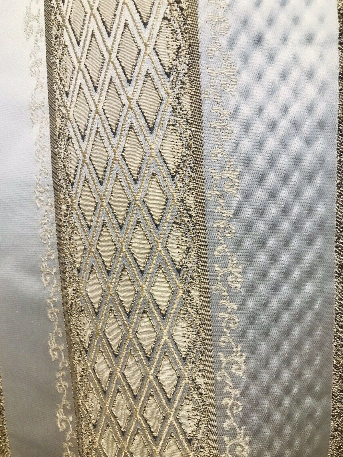 Lady Jennifer Italian Brocade Striped Satin Fabric -Ivory Gold Upholstery Neoclassical - Fancy Styles Fabric Pierre Frey Lee Jofa Brunschwig & Fils