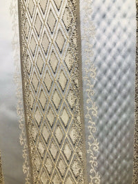Lady Jennifer Italian Brocade Striped Satin Fabric -Ivory Gold Upholstery Neoclassical - Fancy Styles Fabric Pierre Frey Lee Jofa Brunschwig & Fils