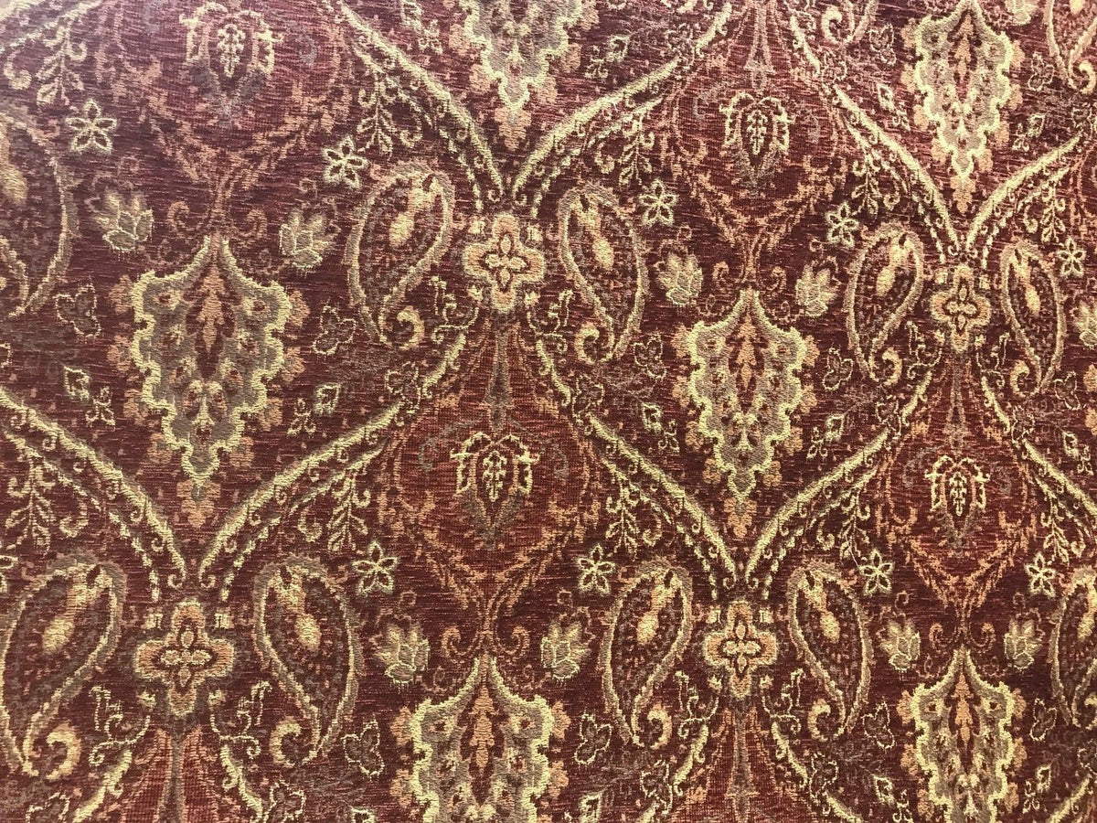 SWATCH Double Sided Burnout Kilim Rug Inspired Fabric- Red Orange Upholstery - Fancy Styles Fabric Pierre Frey Lee Jofa Brunschwig & Fils