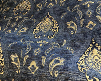 SALE! Designer Upholstery Chenille Velvet Fabric - Blue Gold LLPCB001 - Fancy Styles Fabric Pierre Frey Lee Jofa Brunschwig & Fils