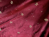 1 Yard Remnant- Queen Jane Beaded 100% Silk Dupioni Fabric - Red & Iridescent Black Tones - Fancy Styles Fabric Pierre Frey Lee Jofa Brunschwig & Fils
