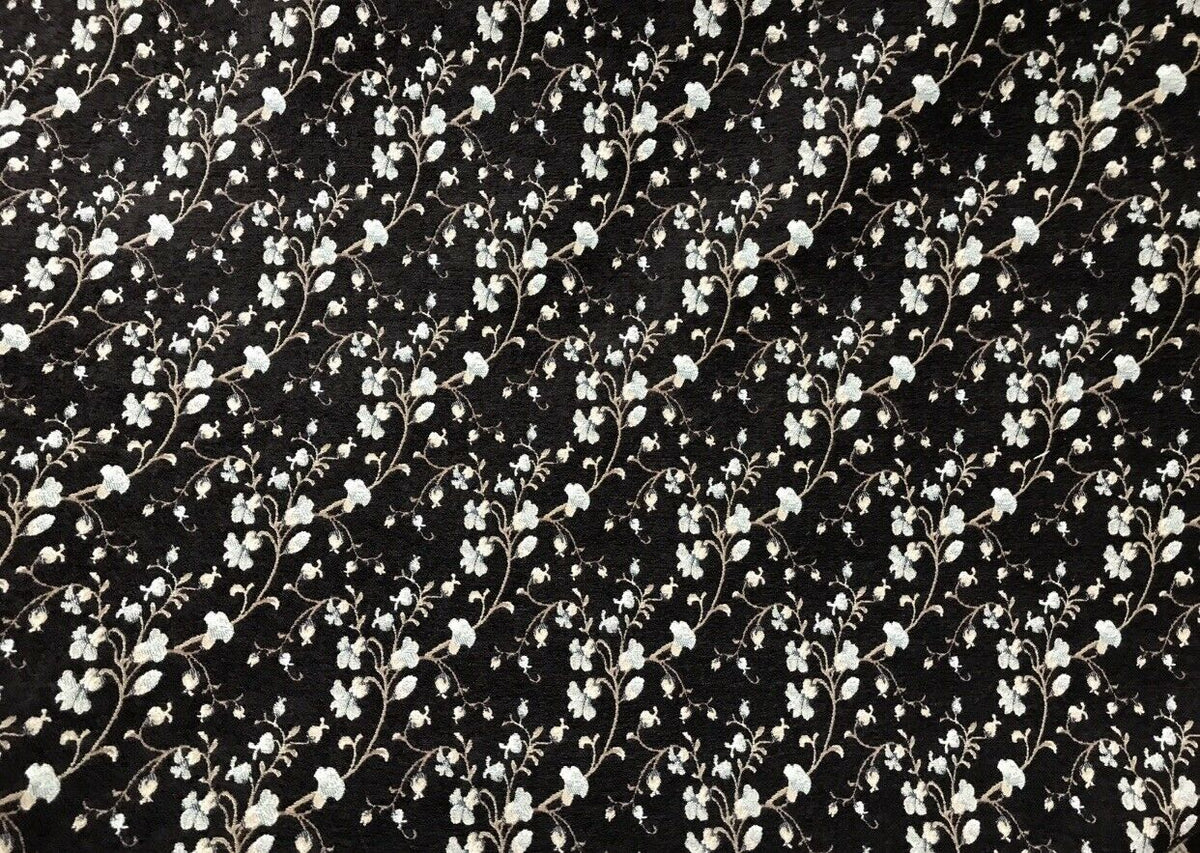 NEW Small Floral Velvet Chenille Upholstery Fabric - Brown Aqua Beige - Fancy Styles Fabric Pierre Frey Lee Jofa Brunschwig & Fils