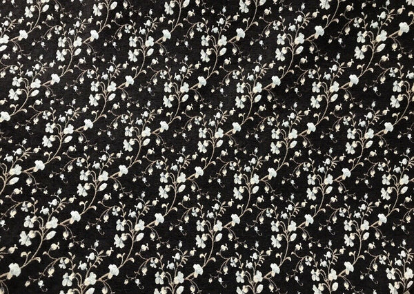 NEW Small Floral Velvet Chenille Upholstery Fabric - Brown Aqua Beige - Fancy Styles Fabric Pierre Frey Lee Jofa Brunschwig & Fils