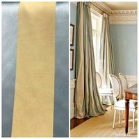 Countess Maisie Stripe Satin Interior Design Fabric Antique Blue And Gold - Fancy Styles Fabric Pierre Frey Lee Jofa Brunschwig & Fils