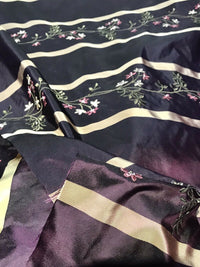 SALE! Princess Harriet Designer 100% Silk Taffeta Embroidery Fabric Purple 55” Wide - Fancy Styles Fabric Pierre Frey Lee Jofa Brunschwig & Fils
