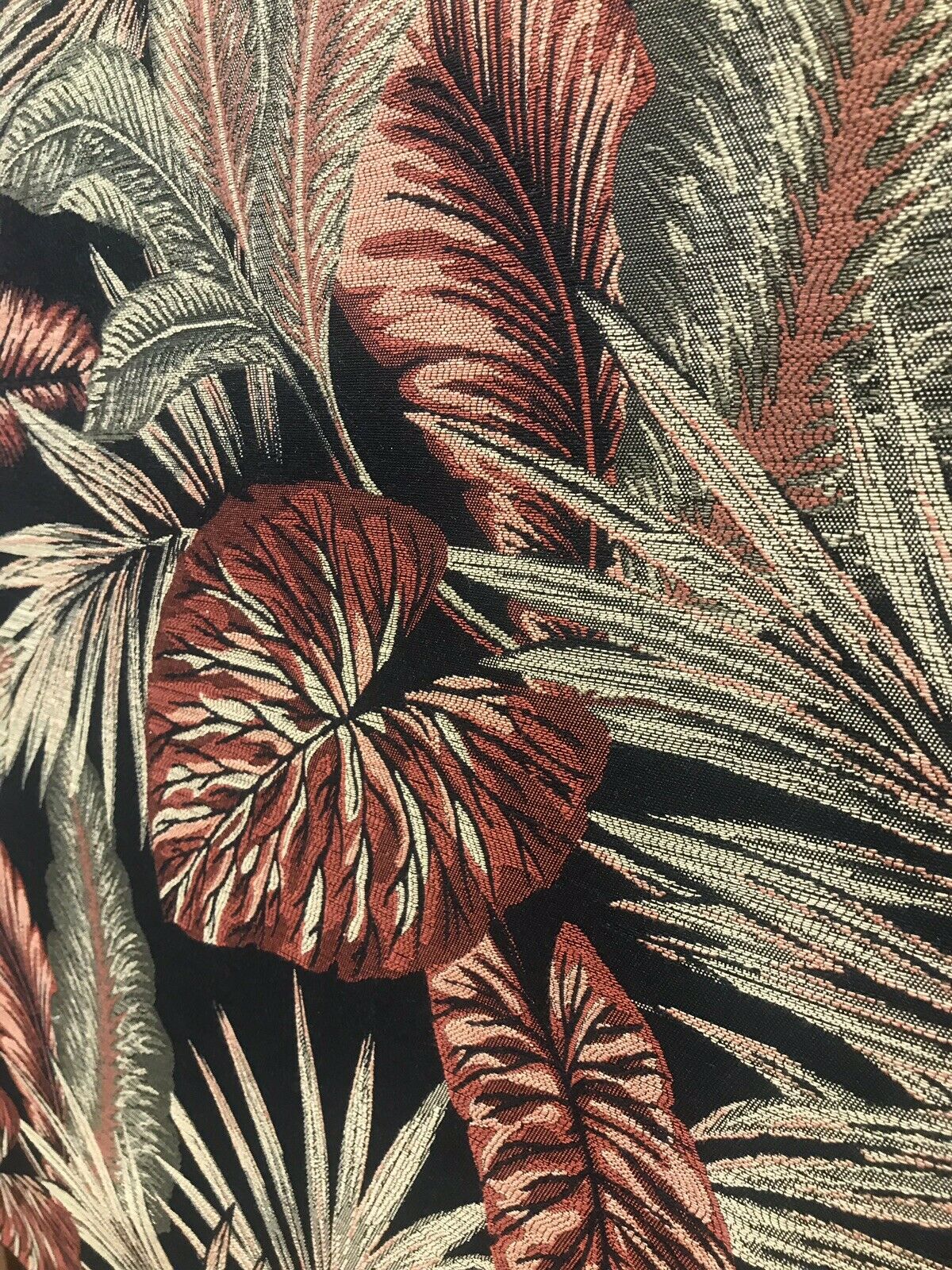 BACK IN STOCK!  Designer Brocade Upholstery Fabric- Palm Leaves Floral Black - Fancy Styles Fabric Pierre Frey Lee Jofa Brunschwig & Fils