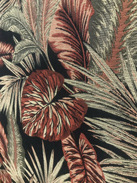 BACK IN STOCK!  Designer Brocade Upholstery Fabric- Palm Leaves Floral Black - Fancy Styles Fabric Pierre Frey Lee Jofa Brunschwig & Fils