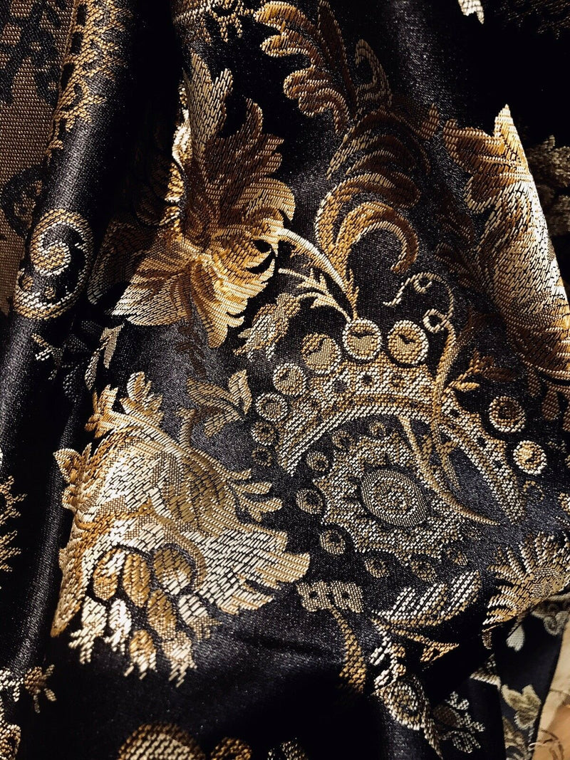 NEW Lady Dezmelda Designer Brocade Jacquard Fabric- Black Gold