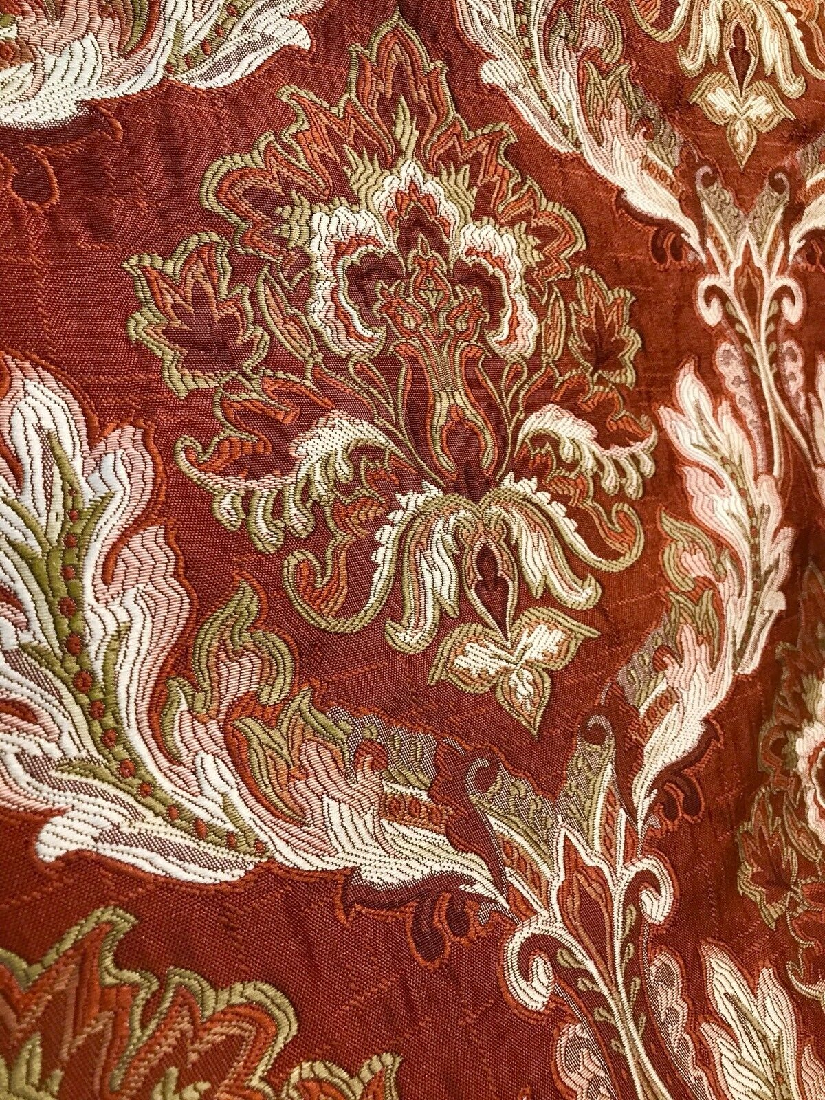 NEW! Sir Drew Designer Quilted Brocade Damask Upholstery Fabric- Rust Brick Red - Fancy Styles Fabric Pierre Frey Lee Jofa Brunschwig & Fils