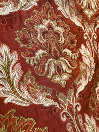 NEW! Sir Drew Designer Quilted Brocade Damask Upholstery Fabric- Rust Brick Red - Fancy Styles Fabric Pierre Frey Lee Jofa Brunschwig & Fils