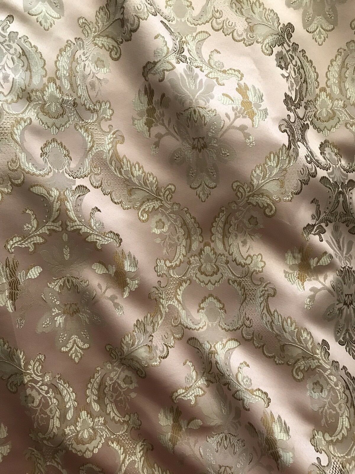 110” Wide- SALE! Prince Lucas Designer Brocade Jacquard Fabric- Antique Pink Gold- Damask - Fancy Styles Fabric Pierre Frey Lee Jofa Brunschwig & Fils
