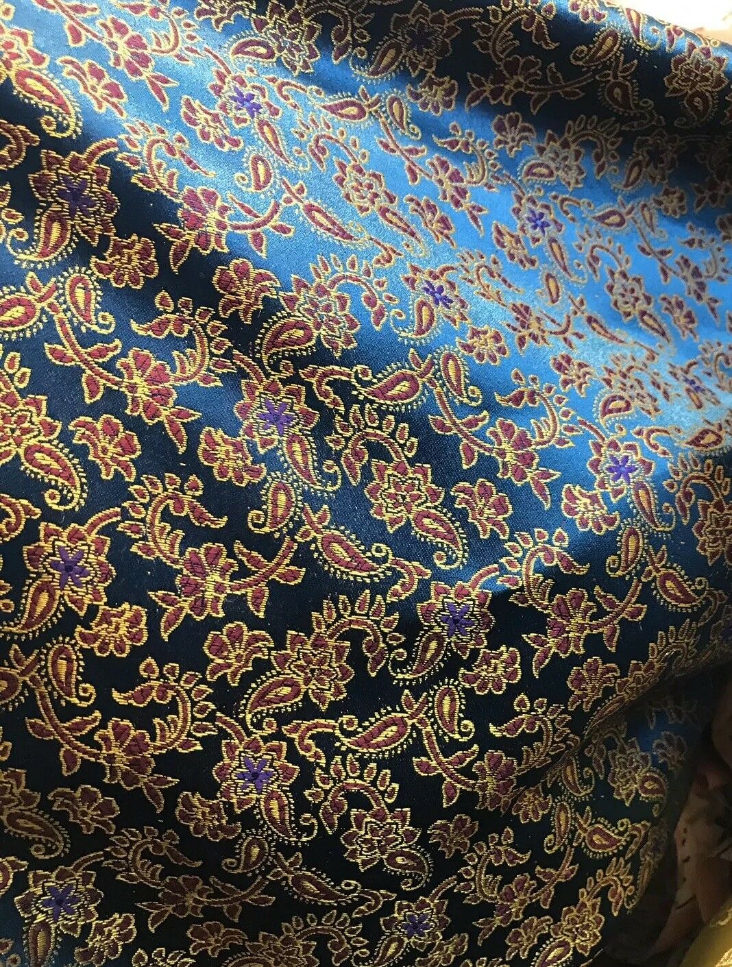 Countess Halle Designer 100% Silk Brocade Fabric- Midnight Blue Floral - Fancy Styles Fabric Pierre Frey Lee Jofa Brunschwig & Fils