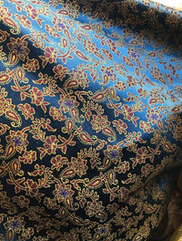 Countess Halle Designer 100% Silk Brocade Fabric- Midnight Blue Floral - Fancy Styles Fabric Pierre Frey Lee Jofa Brunschwig & Fils