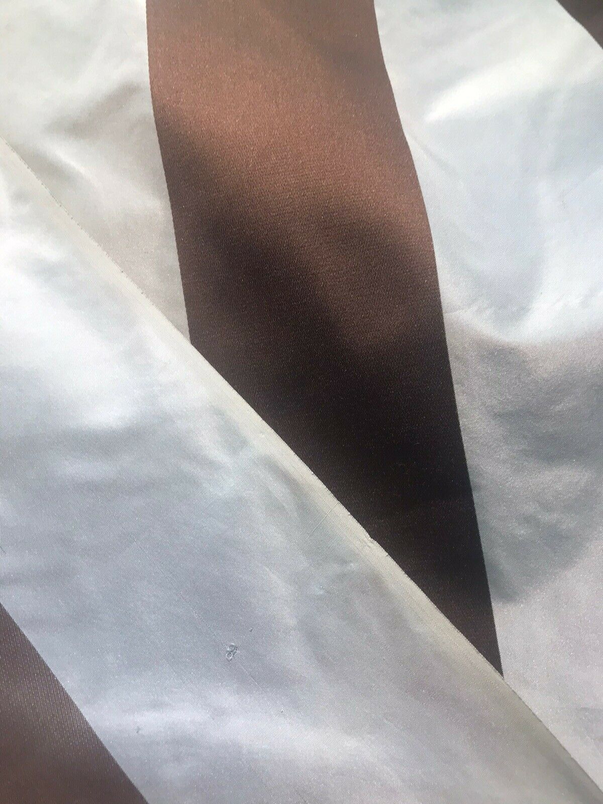 NEW Designer 100% Silk Taffeta Dupioni Stripes Fabric - Brown Light Blue BTY - Fancy Styles Fabric Pierre Frey Lee Jofa Brunschwig & Fils