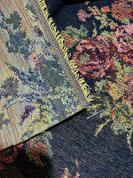 NEW Miss Juniper Designer Floral Needlepoint Inspired Upholstery Fabric- Black & Roses - Fancy Styles Fabric Pierre Frey Lee Jofa Brunschwig & Fils