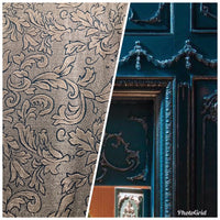 Designer Floral Burnout Chenille Velvet Fabric - Teal & Taupe - Fancy Styles Fabric Pierre Frey Lee Jofa