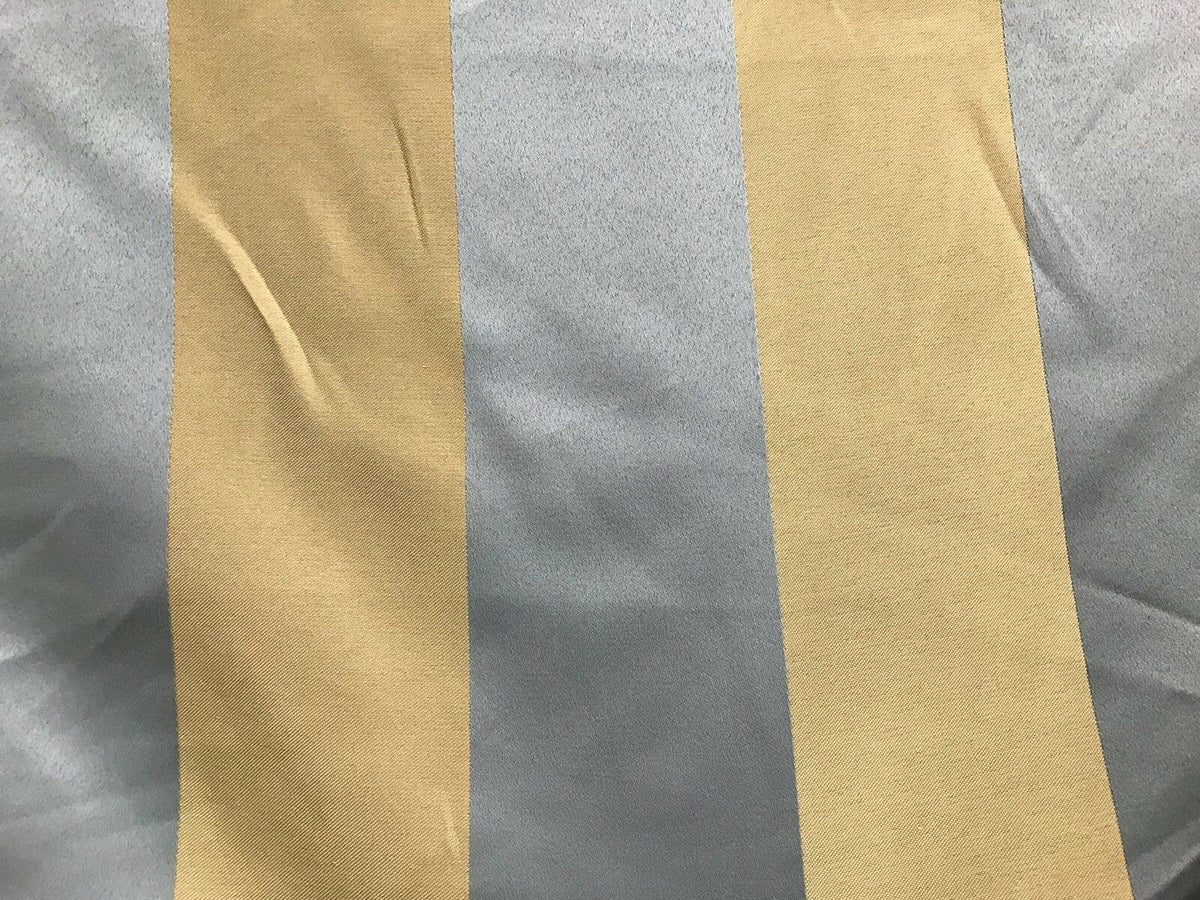Countess Maisie Stripe Satin Interior Design Fabric Antique Blue And Gold - Fancy Styles Fabric Pierre Frey Lee Jofa Brunschwig & Fils