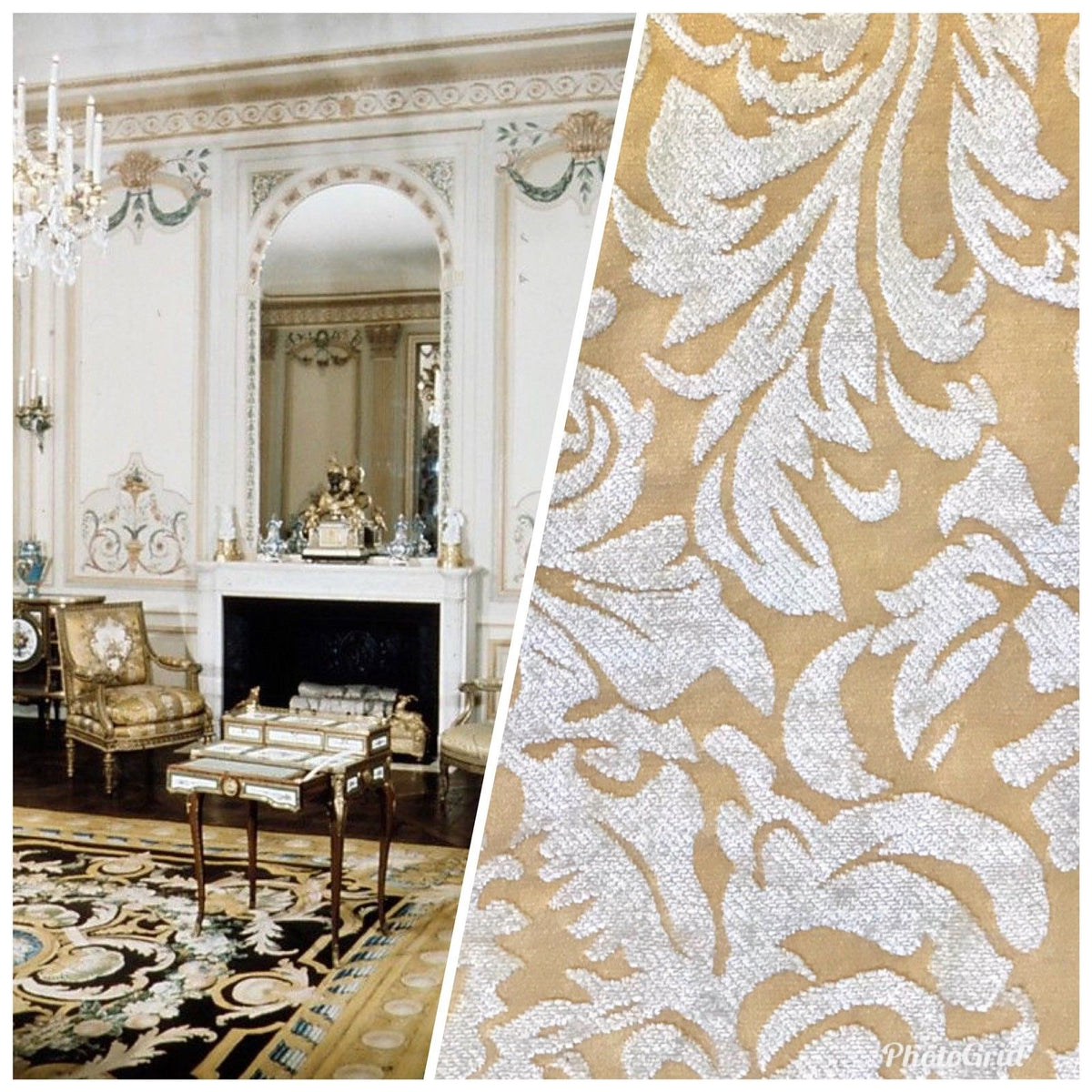 SALE! Designer Velvet Chenille Burnout Fabric - Cream Beige- Upholstery - Fancy Styles Fabric Pierre Frey Lee Jofa Brunschwig & Fils