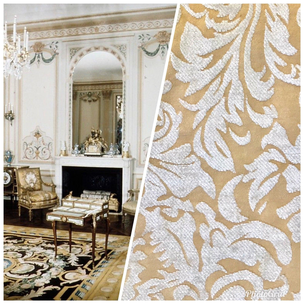 SALE! Designer Velvet Chenille Burnout Fabric - Cream Beige- Upholstery - Fancy Styles Fabric Pierre Frey Lee Jofa Brunschwig & Fils