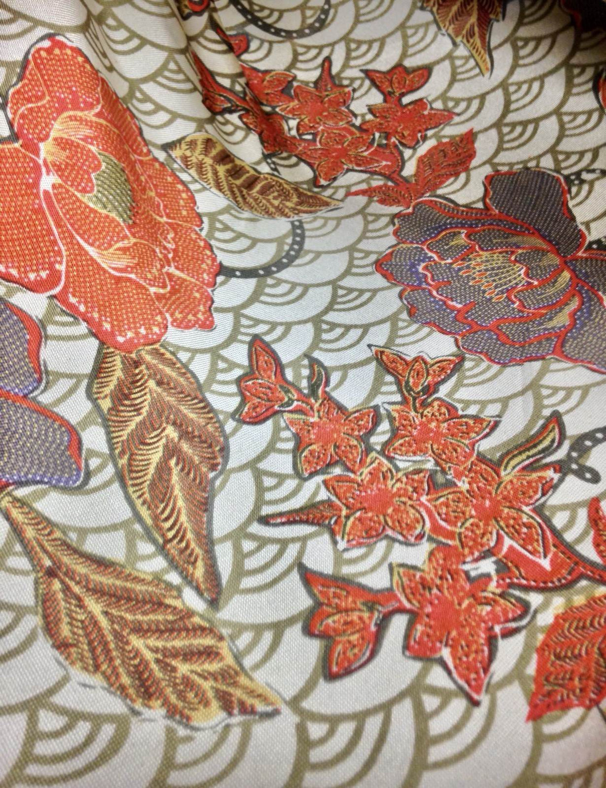 Close-Out Designer Runway 100% Silk Jersey Fabric Floral On Ivory-  Sold by yard - Fancy Styles Fabric Pierre Frey Lee Jofa