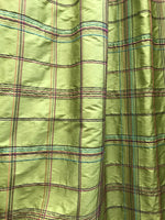 SALE! Designer 100% Silk Taffeta Dupioni Plaid Tartan Ribbon Fabric Lime Green - Fancy Styles Fabric Pierre Frey Lee Jofa Brunschwig & Fils