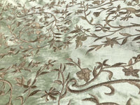 SALE! Designer 100% Silk Taffeta Dupioni Embroidery Floral Fabric - Mint Green - Fancy Styles Fabric Boutique