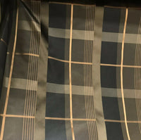 NEW Duchess Marilyn Designer 100% Silk Taffeta Plaid Tartan Fabric- Black Gold Brown BTY - Fancy Styles Fabric Pierre Frey Lee Jofa Brunschwig & Fils