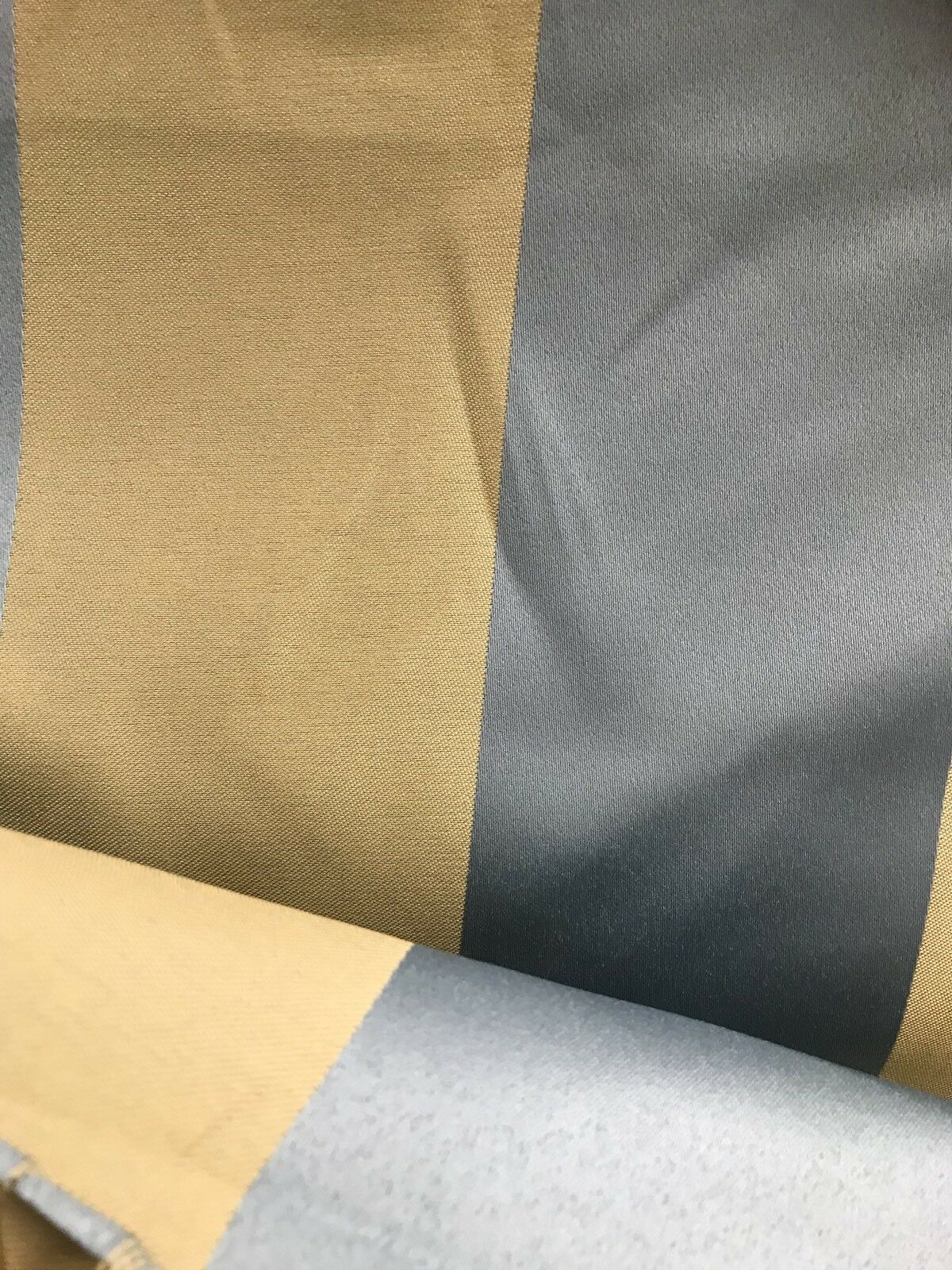 Countess Maisie Stripe Satin Interior Design Fabric Antique Blue And Gold - Fancy Styles Fabric Pierre Frey Lee Jofa Brunschwig & Fils