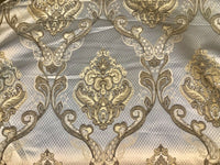 King Eliot Italian Brocade Damask Satin Fabric Ivory Gold Upholstery Neoclassical LLPBI0004 - Fancy Styles Fabric Pierre Frey Lee Jofa Brunschwig & Fils