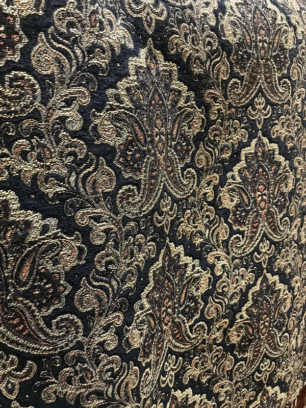 SALE! Lord Logan Designer Velvet Chenille Burnout Damask Brocade Fabric - Black Gold BTY - Fancy Styles Fabric Pierre Frey Lee Jofa Brunschwig & Fils