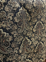 SALE! Lord Logan Designer Velvet Chenille Burnout Damask Brocade Fabric - Black Gold BTY - Fancy Styles Fabric Pierre Frey Lee Jofa Brunschwig & Fils