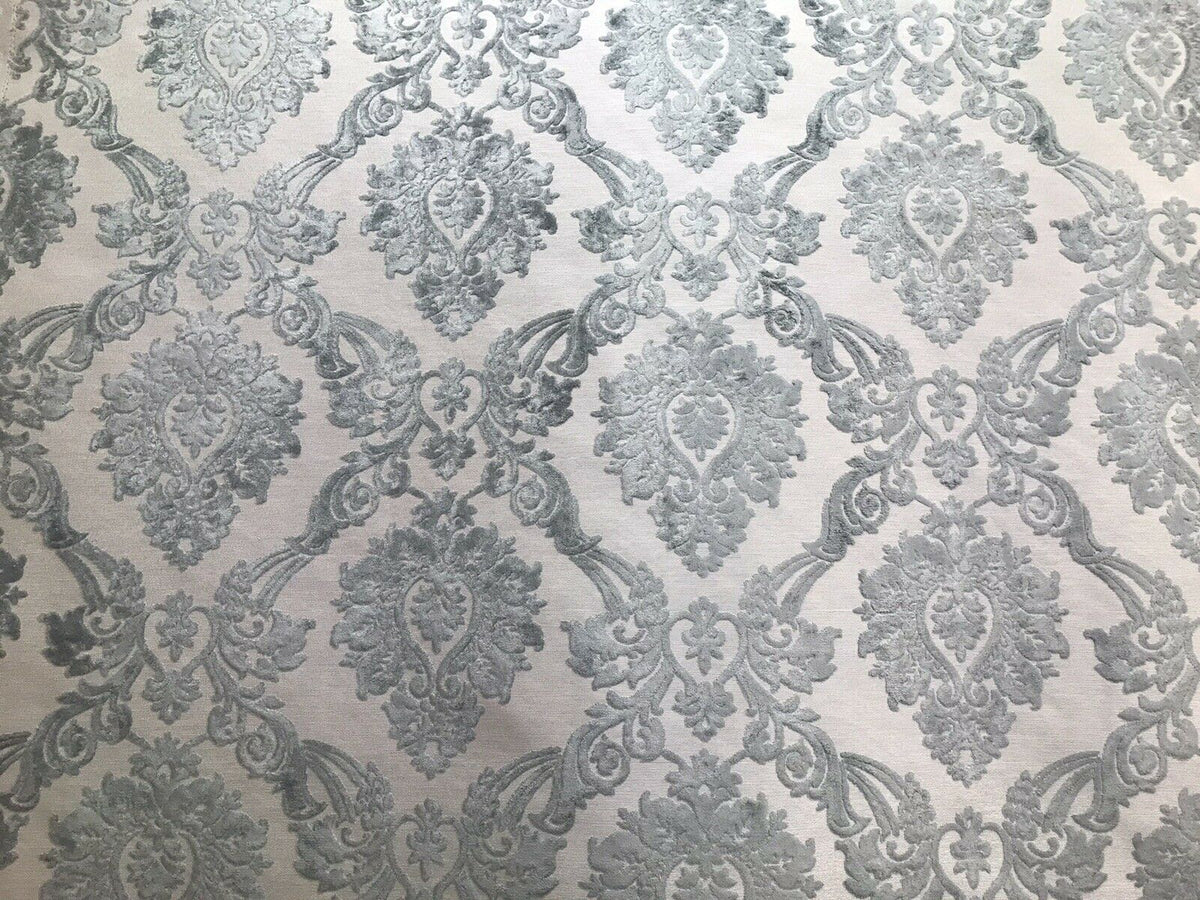 NEW Duke Raphael Designer Velvet Chenille Burnout Damask Upholstery Fabric - Grey - Fancy Styles Fabric Pierre Frey Lee Jofa Brunschwig & Fils