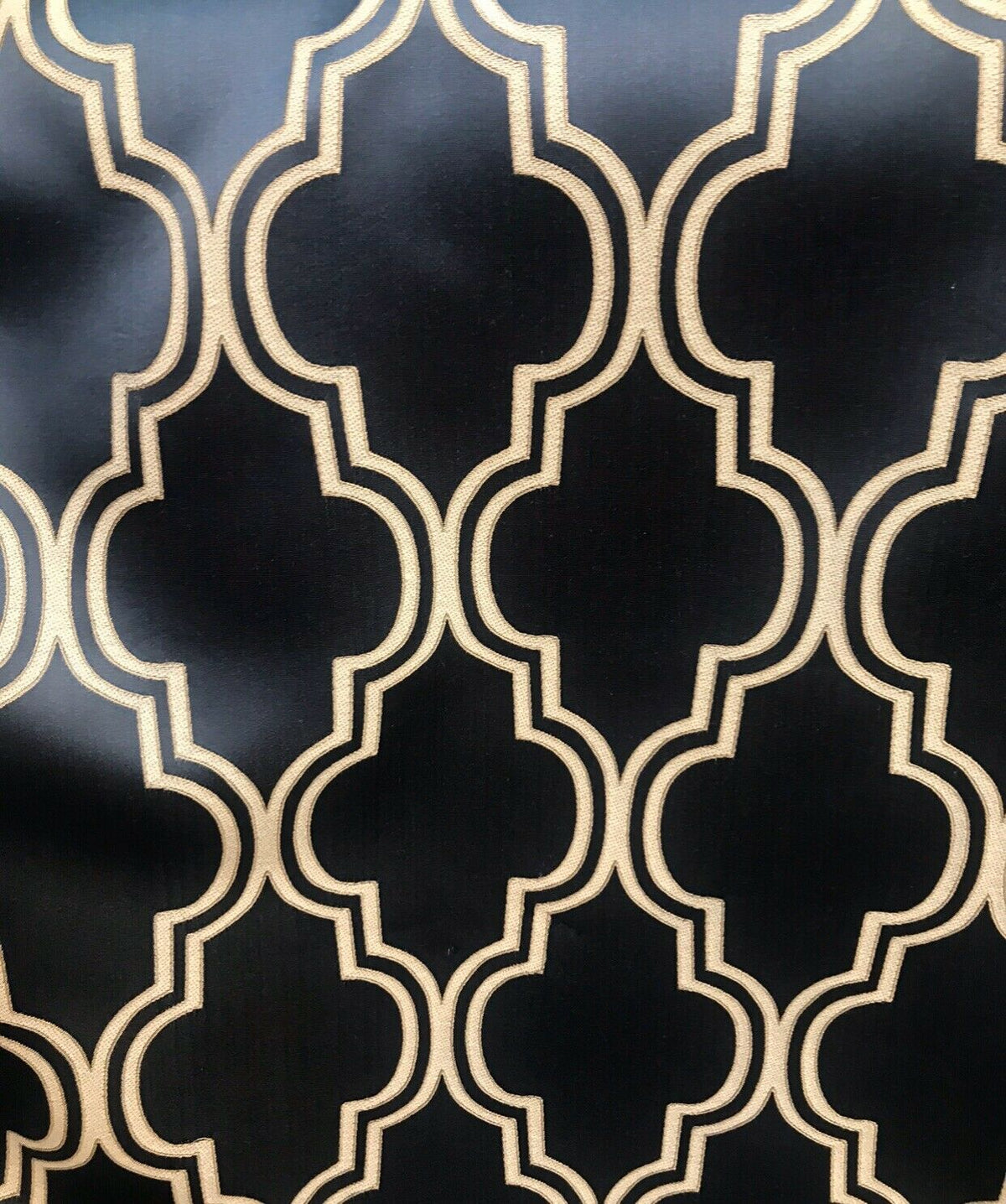 NEW! Designer Brocade Satin Geometric Fabric- Indigo Navy Blue BTY - Fancy Styles Fabric Pierre Frey Lee Jofa Brunschwig & Fils