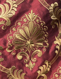NEW Novelty 100% Silk Taffeta Embroidered Fabric Made In India- Red & Gold BTY - Fancy Styles Fabric Pierre Frey Lee Jofa Brunschwig & Fils