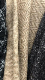 Designer 100% Wool Brown Beige Herringbone Woven Coat Fabric- 58” Wide - Fancy Styles Fabric Pierre Frey Lee Jofa