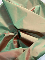 Lady Lisa Designer 100% Silk Taffeta Fabric - Electric Green with Cinnamon Red Iridescence - Fancy Styles Fabric Pierre Frey Lee Jofa Brunschwig & Fils