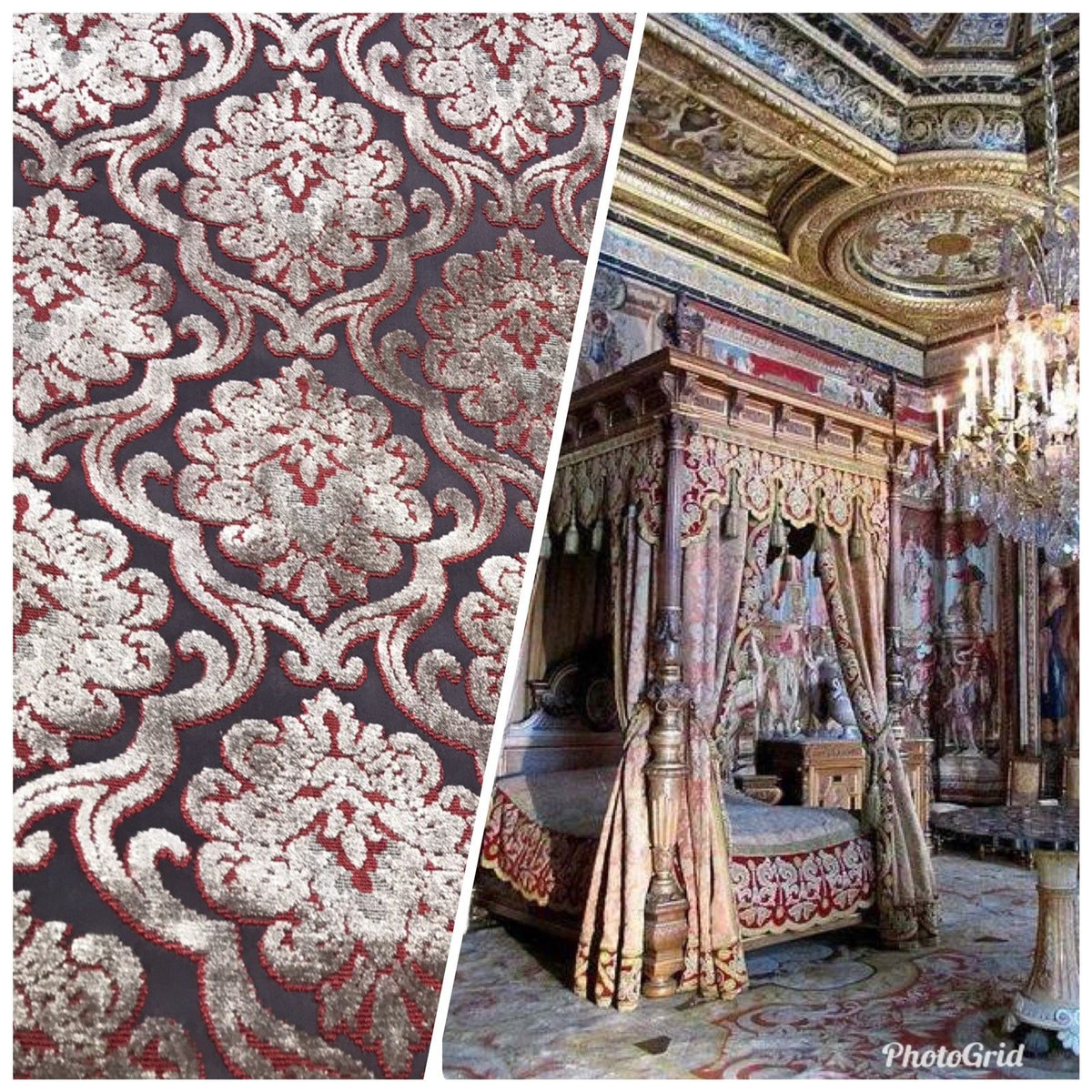 NEW Novelty Made In Italy Burnout Chenille Velvet Fabric Silver-Pink Upholstery - Fancy Styles Fabric Boutique