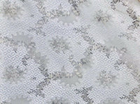 SWATCH 4” x 7” - Brocade Jacquard Fabric- White,Ivory, Grey Floral- Upholstery - Fancy Styles Fabric Pierre Frey Lee Jofa Brunschwig & Fils
