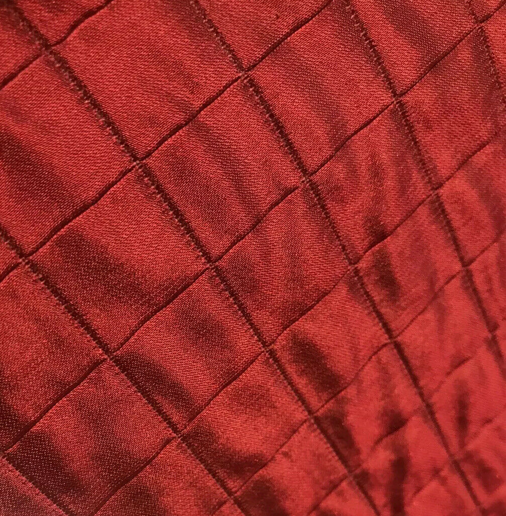 DEAL! Lady Celestine 100% Silk Taffeta Embroidered Quilted Diamond Double Layer Fabric- Red - Fancy Styles Fabric Pierre Frey Lee Jofa Brunschwig & Fils