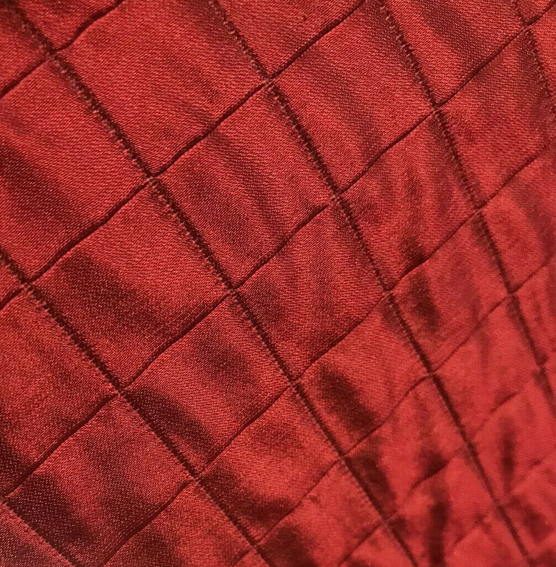 DEAL! Lady Celestine 100% Silk Taffeta Embroidered Quilted Diamond Double Layer Fabric- Red - Fancy Styles Fabric Pierre Frey Lee Jofa Brunschwig & Fils